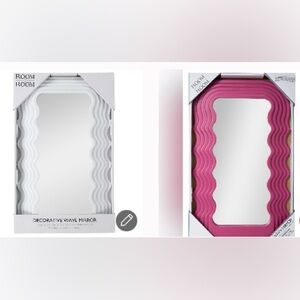 New Aesthetic Wave Pattern Frame Mirror  Decorative Wavy Mirror 10.23in X 16.5in